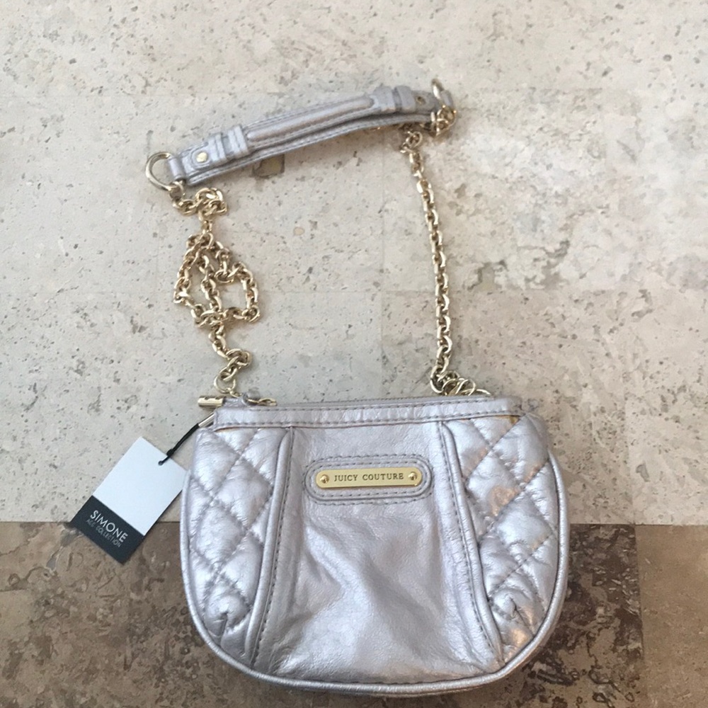 Silver mini bag with gold handle